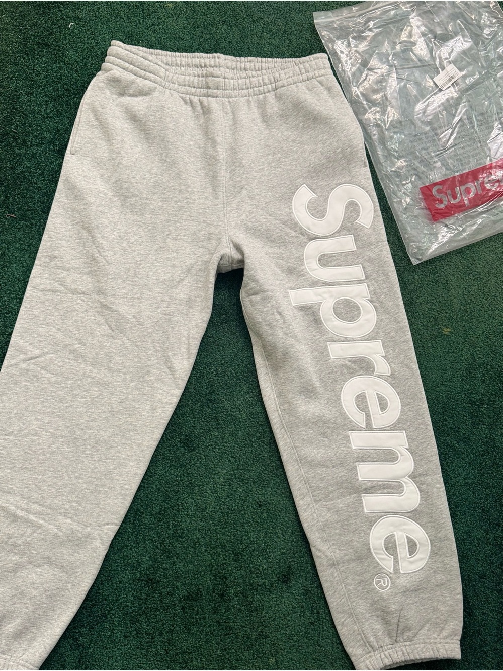 Supreme  Light Gray Side Logo Sweatpants